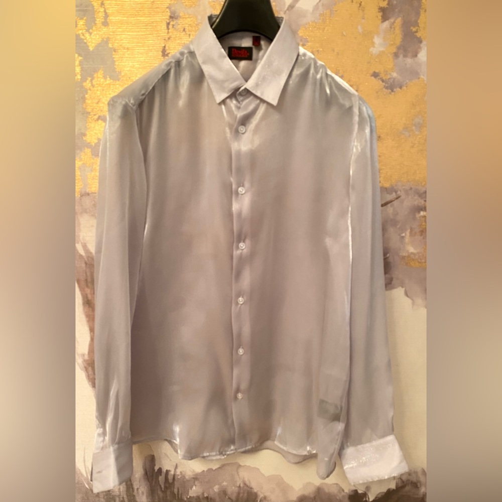 Silver sheer metallic Devil’s Advocate shirt